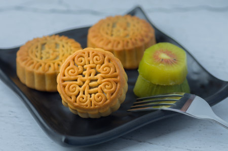 Mid-Autumn moon cakeの写真素材