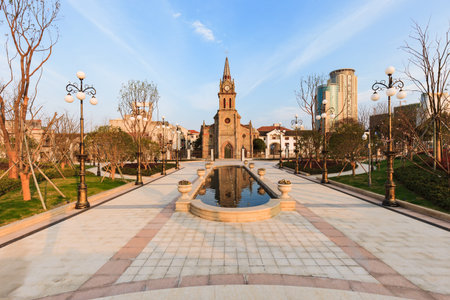 The Catholic Church in old the Bund, Ningboの写真素材