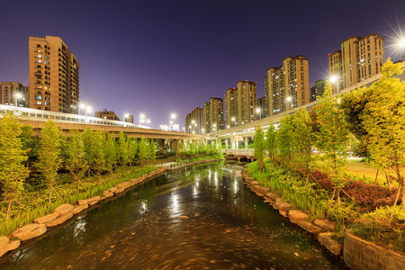 House and Viaductの写真素材