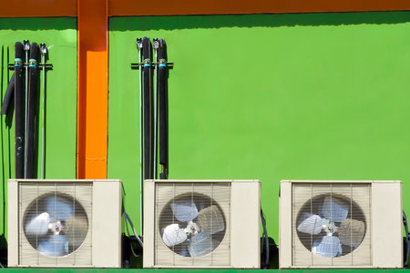 airconditioner and green wall の写真素材