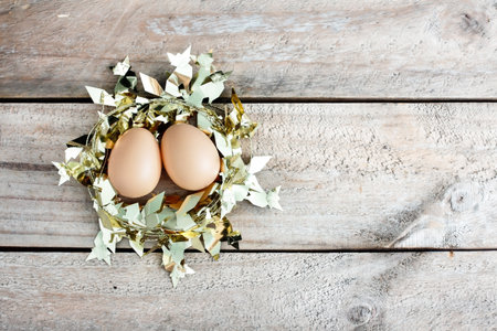 eggs easter on gold nest
