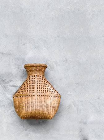 Thai bamboo basket for farmer use to keep trapped fishの写真素材