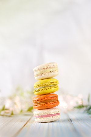 Macaron french dessert  in vintage toneの写真素材