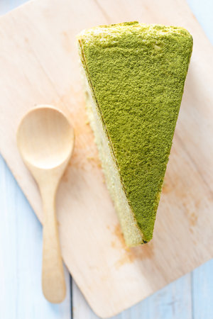 crepe cake matcha green tea topingの写真素材