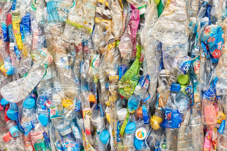 Bangkok, Thailand - November 18,2017 : Plastic compress for recycle at Navamin recycle industryのeditorial素材