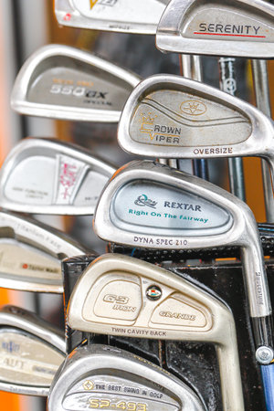 Nakhon Nayok, THAILAND - June 27, 2016: golf iron for show at Ban hun lek metal galleryのeditorial素材