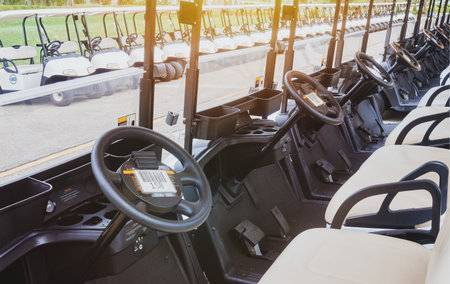 a roll of golf cart. Steering closeup