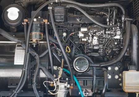 electric generator engine in the rear  side of Broadcasting mobile truck