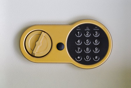 password keypad of digital safe box. Isolated on whiteの写真素材