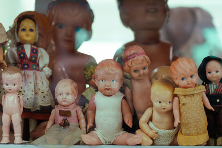 PHRA NAKHON SI AYUTTHAYA,THAILAND - AUGUST 5, 2023 : The collection  of vintage plastic doll at Lan Khong Len  museum.のeditorial素材
