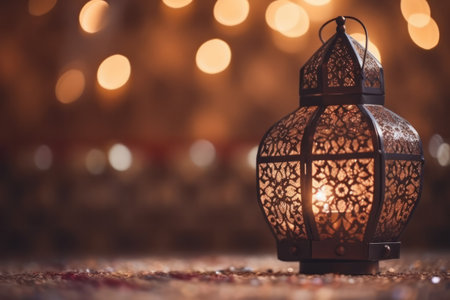 Lanterns for Ramadan Kareem on bokeh backgroundの素材