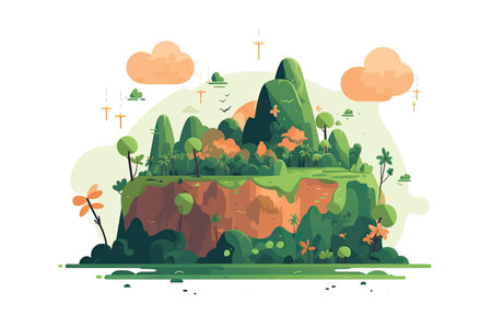 Flat design vector illustration concept of green eco-tourism.の素材