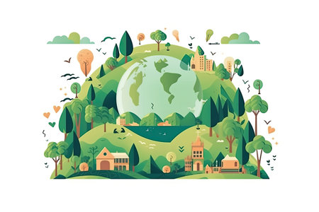 Ecology concept. Flat style vector illustration. Earth day, environment protection.の素材