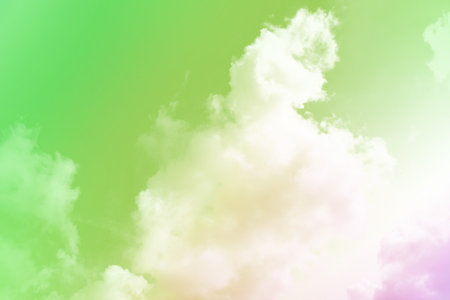 Bright sky and cloud colorful pink and blue pastel tone color.の写真素材