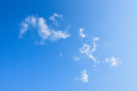 Beautiful blue sky with white clouds in the afternoon.の写真素材