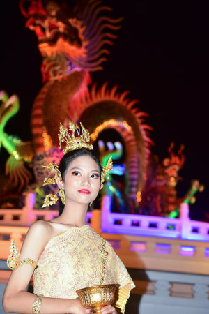 Nakhon sawan city Thailand December 30 2019 Unidentified Tourists come to visit the Chinese New Year Lantern Festival, Dragon Chinese New Year.のeditorial素材