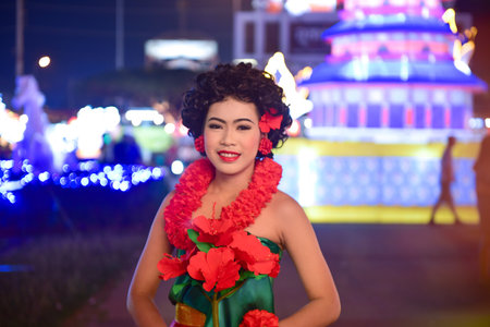 Nakhon sawan city, Thailand - December 30 2019 : Unidentified Tourists come to visit the Chinese New Year Lantern Festival, Dragon Chinese New Year.のeditorial素材