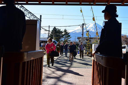 Tokyo japan November 23 2018 Unidentified Electric train passengers from Tokyo to Fuji san mountain  and street views. Fuji mountain of japan famous landmark travel.のeditorial素材