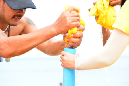 Chon Buri Thailand August 01 2019 Blur Japanese company takes employees to activity on the beach âTeam Building Excellence Team Work 2019âのeditorial素材