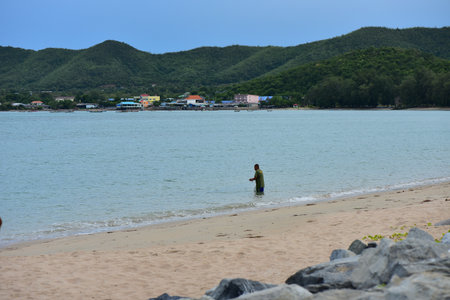 Chon Buri Thailand August 01 2019 Blur Japanese company takes employees to activity on the beach âTeam Building Excellence Team Work 2019âのeditorial素材
