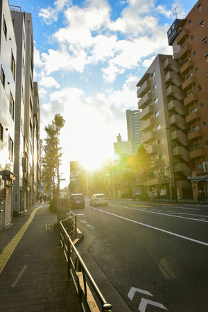 Tokyo, Japan November 25 2018 The sun shines on the streets of Tokyoのeditorial素材