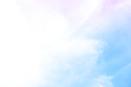 Bright sky and cloud colorful pink and blue pastel tone colorの写真素材