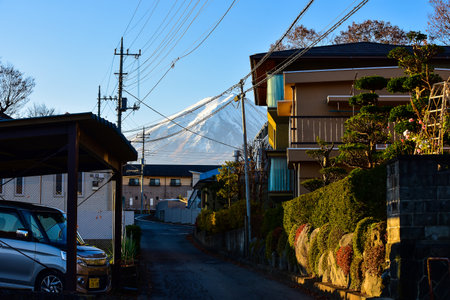 Yamanashi  japan November 23 2018 morning in the cold weather in a rural village of Japan.のeditorial素材