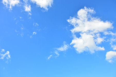 Blue sky white cloud blue backgroundの写真素材