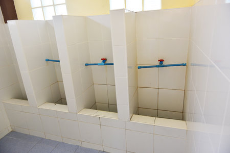 Set of bath accessories on bed