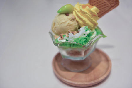 Delicious mango sticky rice ice creamの写真素材