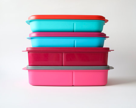 Colorful food plastic container isolated on a white background