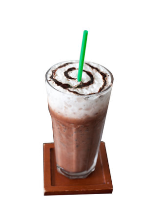 Ice chocolate on white blackground with clipping path ,shallow dofの写真素材