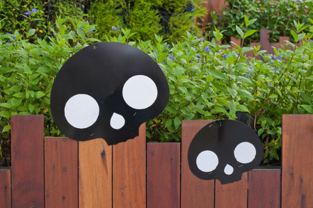 pattern skull on fenceの写真素材