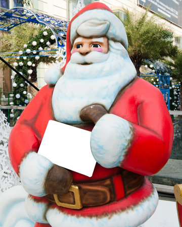 Santa Claus  in white blank signの写真素材