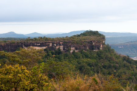 Chanadai hill in Pha Taem National Park ,Chanadai hill is famous for seeing sunrise first time in thailand.の写真素材