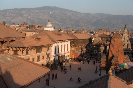 Temples of Durbar Square in Bhaktapur, Kathmandu valey, Nepal.のeditorial素材