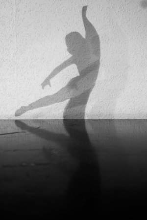 A shadow of a dancing figureineの写真素材
