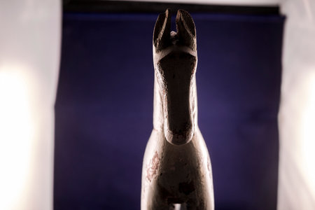 A  close-up still life of a wooden horseの写真素材