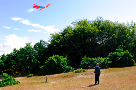 Father and daughter flying a kiteの写真素材
