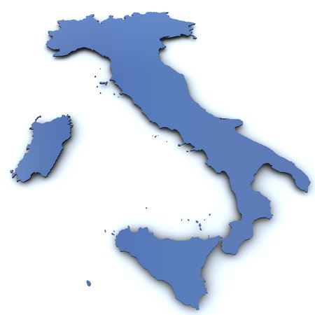 3d rendered blank map of Italyの写真素材