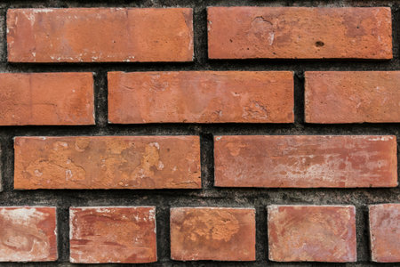 Close up orange brick wallの写真素材