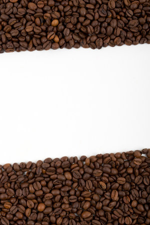 Coffee beans on a white backgroundの写真素材