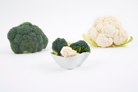 Fresh broccoli and cauliflowerの写真素材