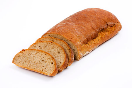 Sliced bread on a white backgroundの写真素材