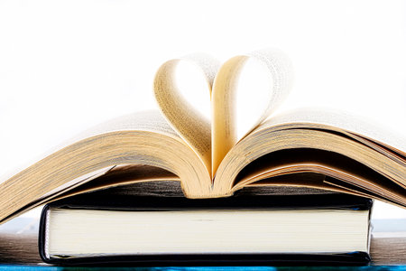 Heart inside a book on a white background