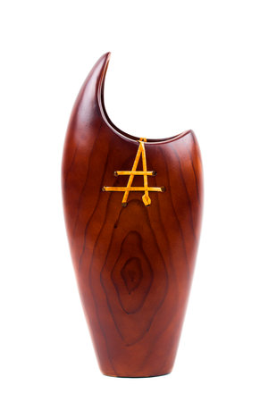 Wooden vase on a white backgroundの写真素材