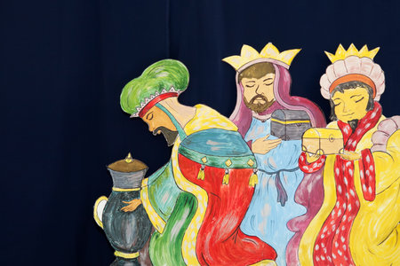 Epiphany - three kings on a blue backgroundの写真素材