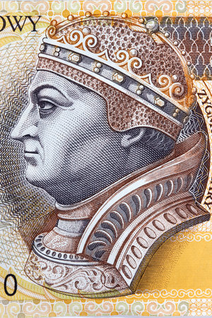 Zygmunt I Stary King of Poland - portrait from polish moneyの写真素材