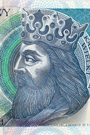 Kazimierz III Wielki King of Poland - portrait from moneyの写真素材