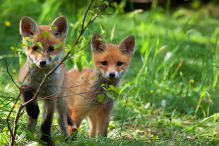 Foxes in the wildの写真素材